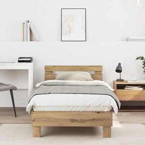 Imagine vidaXL Cadru de pat Stejar Artizanal 203 x 95 x 70 cm Lemn prelucrat