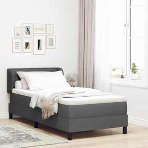 Imagine vidaXL Pat cu arcuri cu headboard Gri închis 80 x 200 cm țesătură