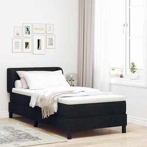 Imagine vidaXL Pat cu arcuri cu headboard Negru 80 x 200 cm țesătură
