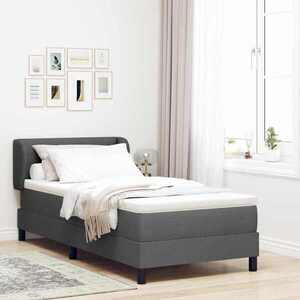 Imagine vidaXL Pat cu arcuri cu headboard Gri închis 80 x 200 cm țesătură