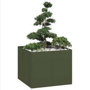 Imagine vidaXL Jardinieră verde măsline 100x100x80 cm oțel