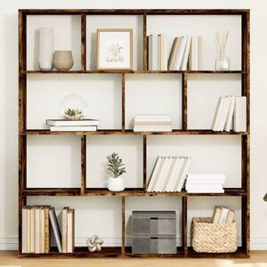 Imagine vidaXL Bibliotecă, stejar fumuriu, 132x29x141, 5 cm, lemn prelucrat