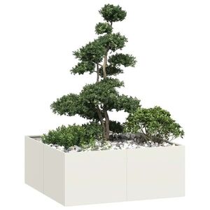 Imagine vidaXL Jardinieră alb 100x100x40 cm oțel