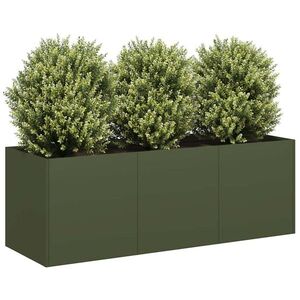 Imagine vidaXL Jardinieră verde măsline 120x40x40 cm oțel laminat la rece