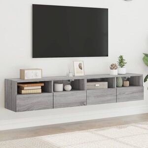 Imagine vidaXL Comode TV de perete, 2 buc., gri sonoma, 80x30x30 cm, lemn
