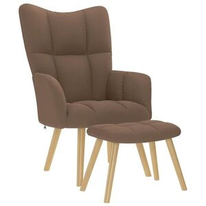 Imagine vidaXL Scaun de relaxare cu taburet, maro, textil