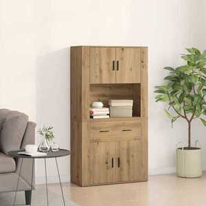 Imagine vidaXL Highboard stejar artizanal 80 x 33 x 150 cm Lemn prelucrat