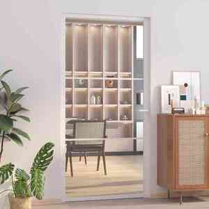 Imagine vidaXL Ușă de interior, 102, 5x201, 5 cm, alb, sticlă ESG și aluminiu