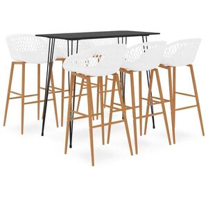 Imagine vidaXL Set mobilier de bar, 7 piese, negru și alb