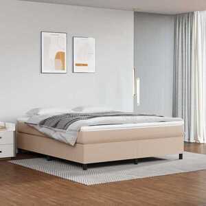 Imagine vidaXL Pat box spring cu saltea, cappuccino, 160x200cm piele ecologică