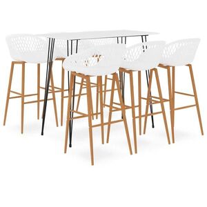 Imagine vidaXL Set mobilier de bar, 7 piese, alb