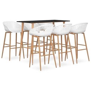 Imagine vidaXL Set mobilier de bar, 7 piese, negru și alb