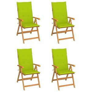 Imagine vidaXL Scaune pliante 4 buc cu perne verde strălucitor din lemn masiv de tec