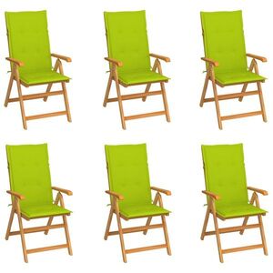 Imagine vidaXL Scaune pliante 6 buc cu perne verde strălucitor din lemn masiv de tec