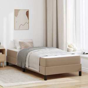 Imagine vidaXL Cadru de pat cu saltea Cappuccino 100 x 200 cm țesătură