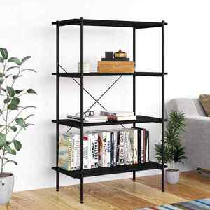 Imagine vidaXL Unitate cu rafturi pe 4 niveluri, negru, 80x40x130 cm