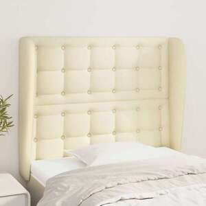 Imagine vidaXL Tăblie de pat cu aripioare, crem, 93x23x118/128 cm, piele eco