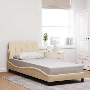 Imagine vidaXL Cadru de pat fără saltea Hanko cremă 90x200 cm țesătură