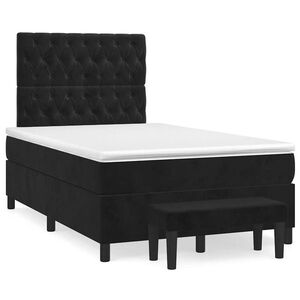 Imagine vidaXL Pat box spring cu saltea, negru, 120x190 cm, catifea