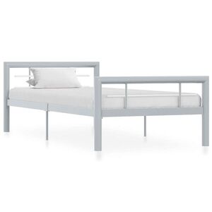 Imagine vidaXL Cadru de pat, gri și alb, 100 x 200 cm, metal