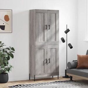 Imagine vidaXL Dulap înalt, gri sonoma, 69, 5x34x180 cm, lemn compozit