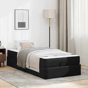 Imagine vidaXL Cadru de pat cu saltea Altele 2 buc. Negru PVC
