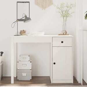 Imagine vidaXL Birou, alb, 100x50x75 cm, lemn masiv de pin
