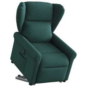 Imagine vidaXL Fotoliu electric rabatabil cu ridicare, verde închis, textil