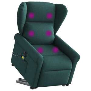 Imagine vidaXL Fotoliu electric masaj rabatabil / ridicare verde închis textil