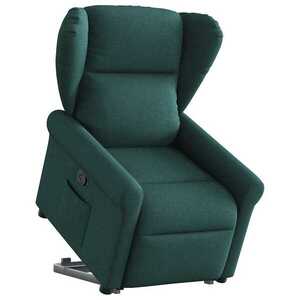 Imagine vidaXL Fotoliu rabatabil ridicare pe verticală, verde închis, textil