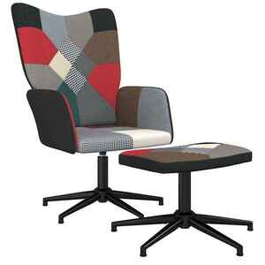 Imagine vidaXL Scaun de relaxare cu taburet, textil, petice