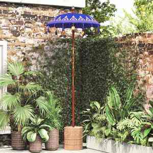 Imagine vidaXL Parasol Balinez 125 x 125 x 260 cm Bumbac, Lemn masiv și Bambus