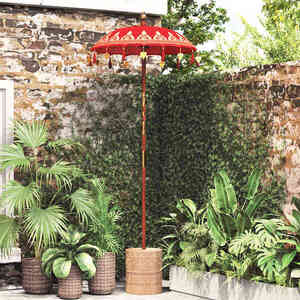 Imagine vidaXL Parasol Balinez 125 x 125 x 260 cm Bumbac, Lemn masiv și Bambus