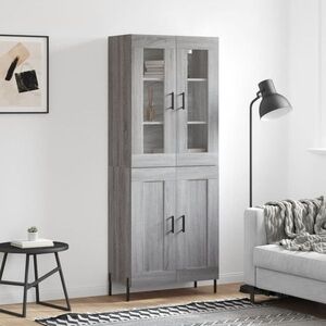 Imagine vidaXL Dulap înalt, gri sonoma, 69, 5x34x180 cm, lemn compozit