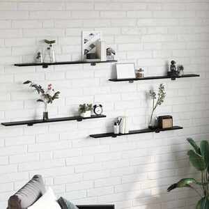 Imagine vidaXL Raft pentru cărți 3 niveluri 4 buc. 100 x 10 x 1, 5 cm Negru