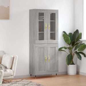 Imagine vidaXL Dulap înalt, gri sonoma, 69, 5x34x180 cm, lemn compozit