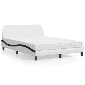 Imagine vidaXL Pat cu saltea, Dover, alb și negru, 140x190 cm, piele ecologică