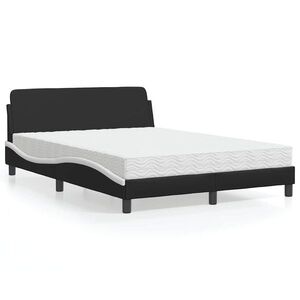 Imagine vidaXL Pat cu saltea, Dover, negru și alb, 140x190 cm, piele ecologică