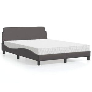 Imagine vidaXL Pat cu saltea, Dover, gri, 140x190 cm, piele ecologică