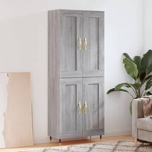 Imagine vidaXL Dulap înalt, gri sonoma, 69, 5x34x180 cm, lemn compozit