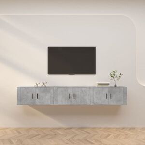 Imagine vidaXL Dulapuri TV montate pe perete, 3 buc., gri beton, 80x34, 5x40 cm