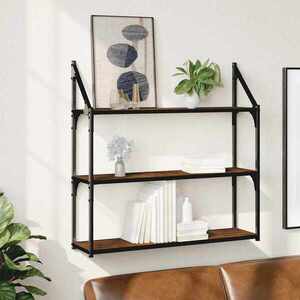 Imagine vidaXL Raft cu 3 niveluri, stejar afumat, 80x21x78, 5 cm lemn prelucrat