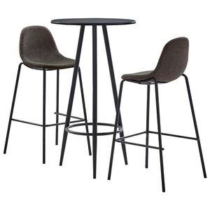 Imagine vidaXL Set mobilier de bar, 3 piese, gri închis, material textil