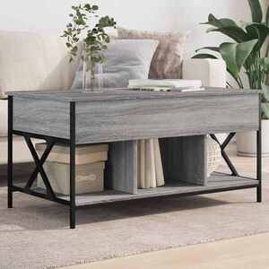 Imagine vidaXL Măsuță de cafea gri sonoma 100x55x50 cm lemn prelucrat și metal