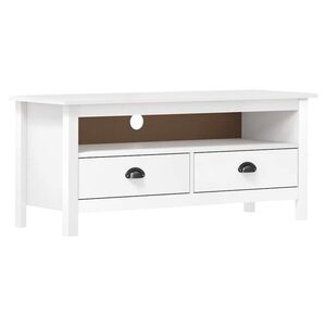 Imagine vidaXL Comodă TV Hill, alb, 110x40x47 cm, lemn masiv de pin