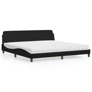 Imagine vidaXL Pat cu saltea, Dover, negru, 200x200 cm, piele ecologică