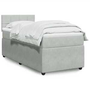 Imagine vidaXL Pat continental cu saltea, gri deschis, 80x200 cm, catifea