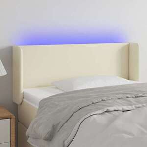Imagine vidaXL Tăblie de pat cu LED, crem, 103x16x78/88 cm, piele ecologică