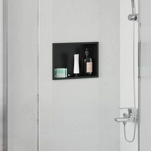 Imagine vidaXL Nisă de Duș Negru 30 x 20 x 9, 5 cm Oţel inoxidabil