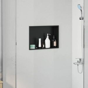 Imagine vidaXL Nisă de Duș Negru 45 x 30 x 9, 5 cm Oţel inoxidabil